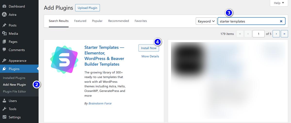 Install a Starter Templates plugin