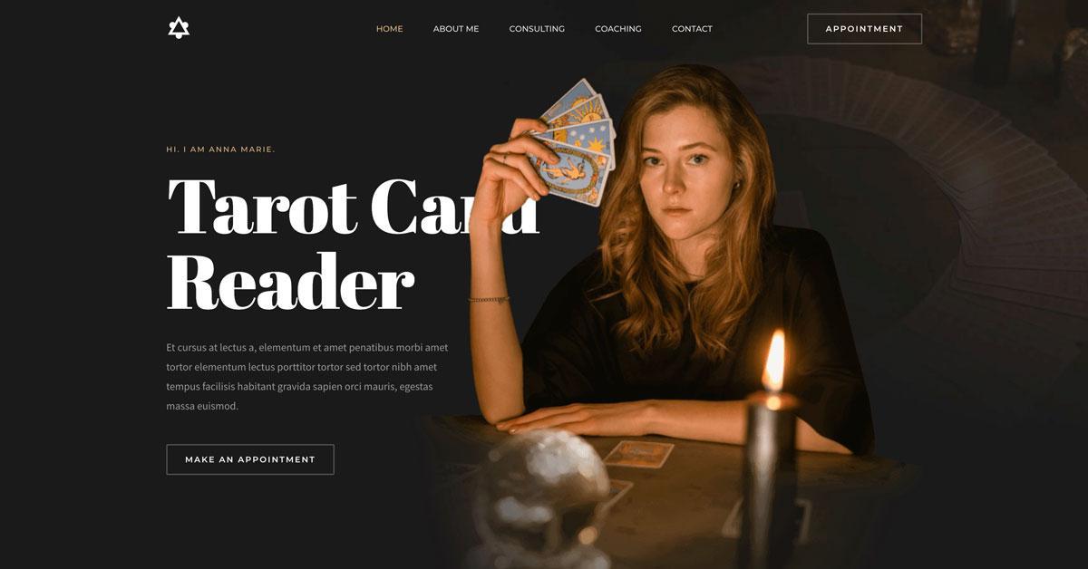 Web template for tarot card reader