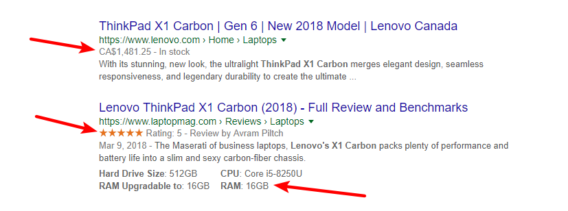 example of rich snippets