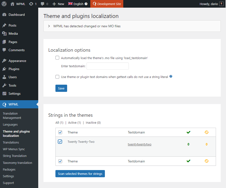 WPML Theme and plugins localization