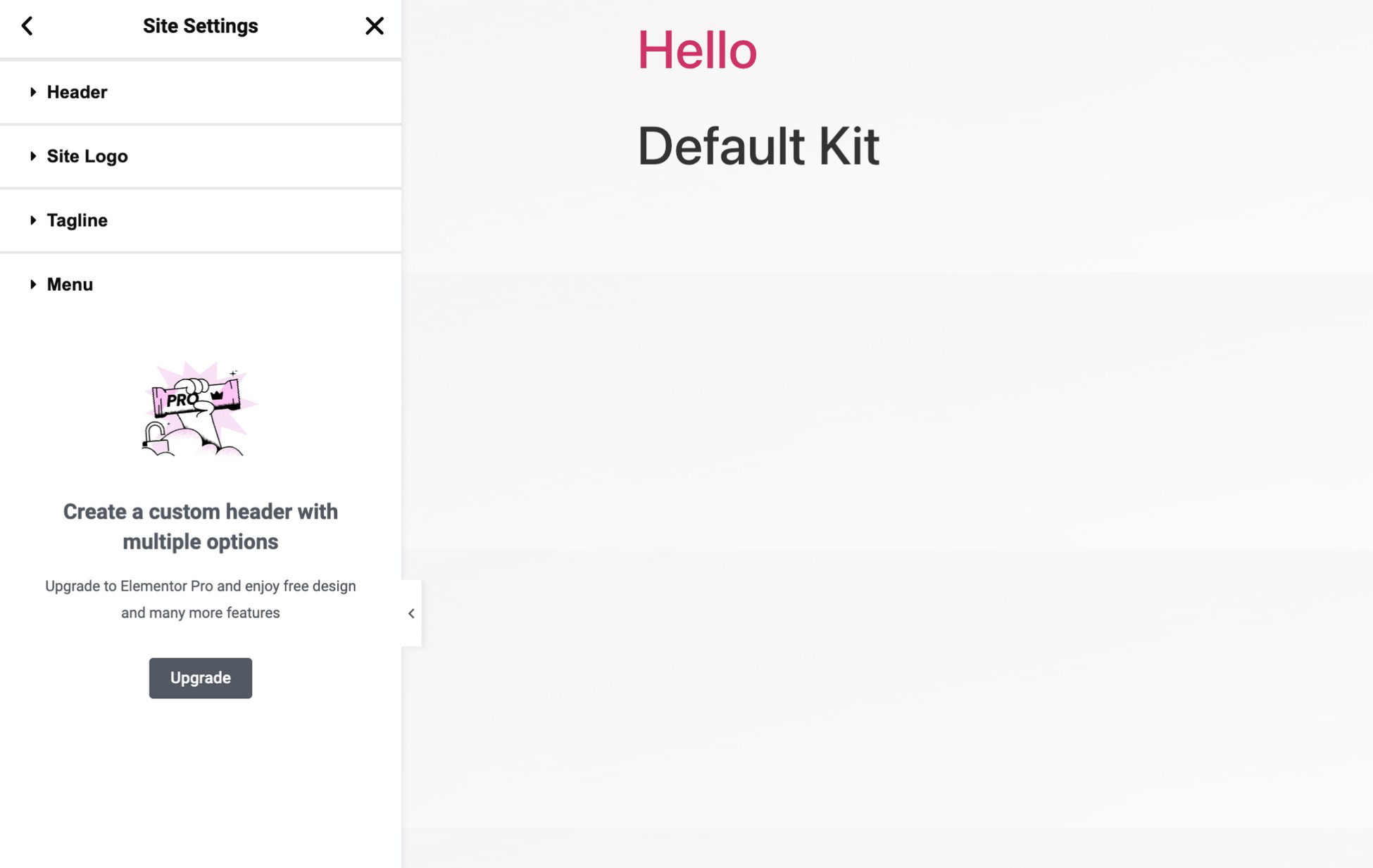 hello elementor header and footer settings