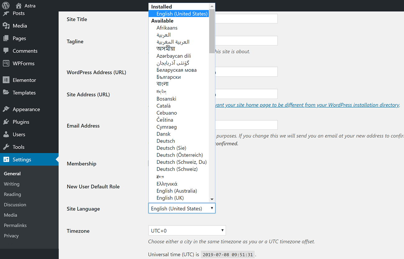 Language Settings