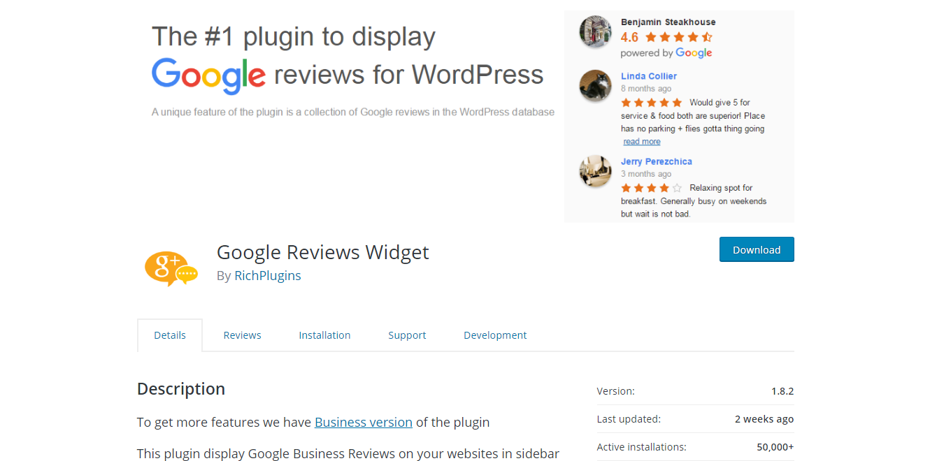 Social Media Plugins - Google Reviews Widget