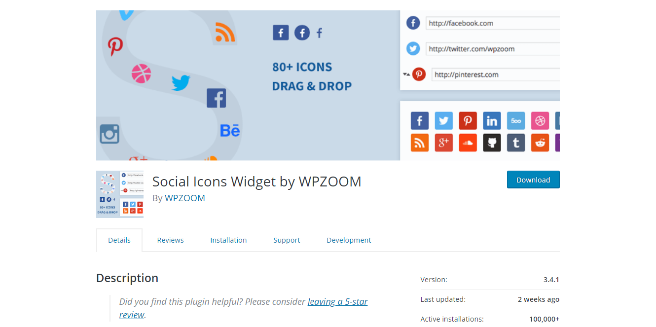 Social Media Plugins -Widget by WPZOOM