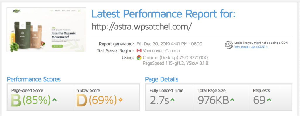 cache enabler speedtest results