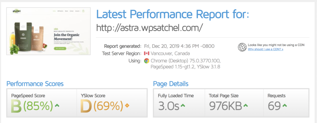 comet cache speedtest results