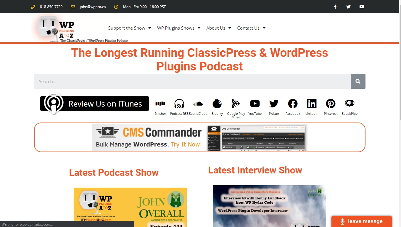 WordPress Plugins from A to Z  homepage -  The Longest Running ClassicPress & WordPress Plugins Podcast