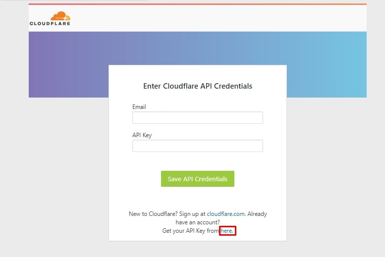 Getting API key for Cloudflare
