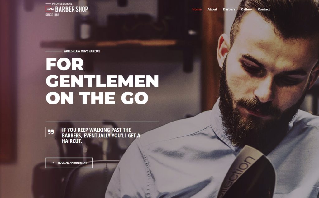 Website sample layout for barber site