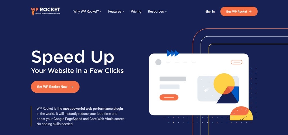 WP Rocket homepage