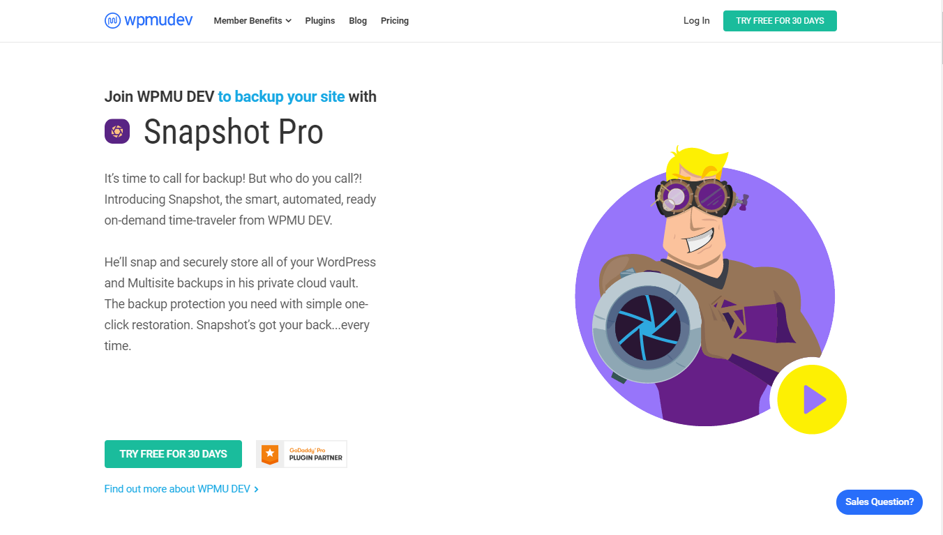 WPMU Snapshot Pro homepage