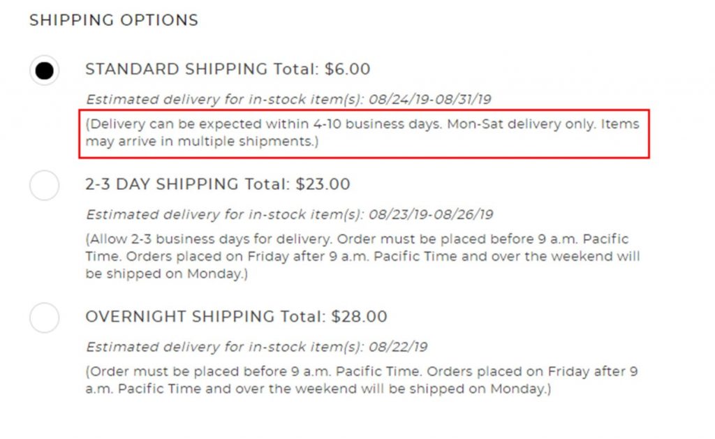 Shipping options image