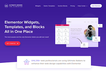 Ultimate Addons for Elementor home page