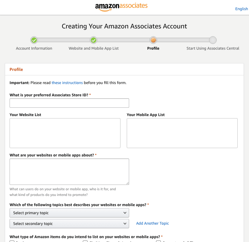 Amazon associates setup 3