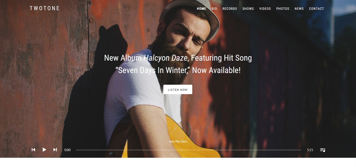 Twotone WordPress theme for musicians