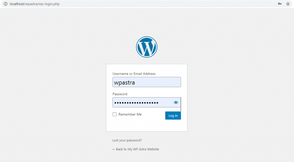 WordPress login page