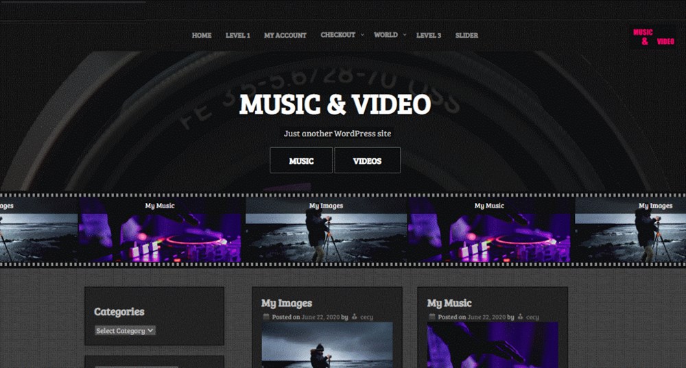 Music and video Wordpress theme