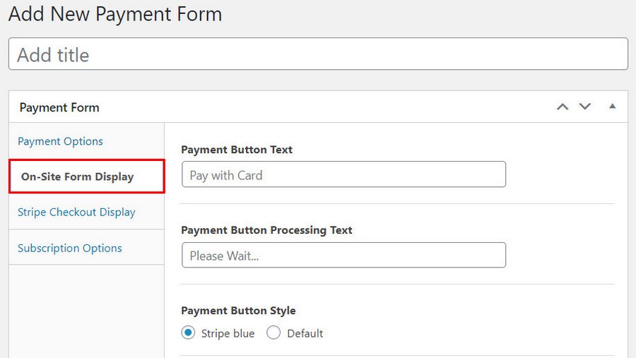 WP Simple pay lite payment form on site form display