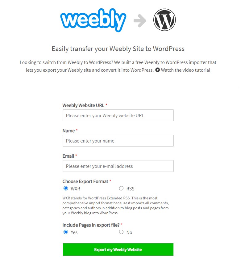 Weebly to WordPress importer tool