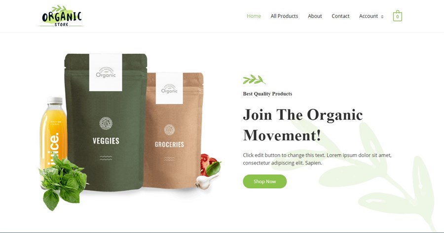 Astra Organic Store demo site