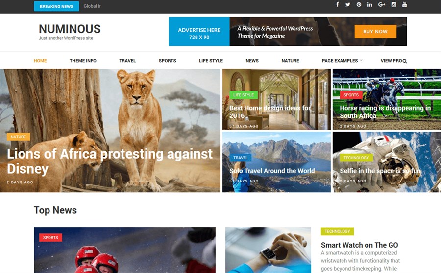 Numinous wordpress theme