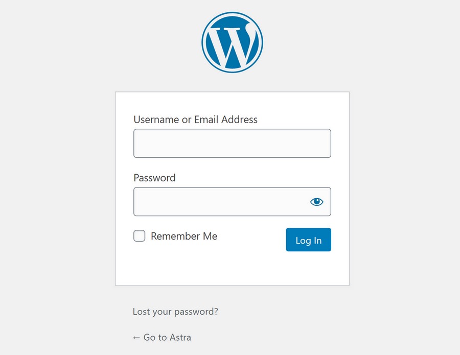 WordPress login page