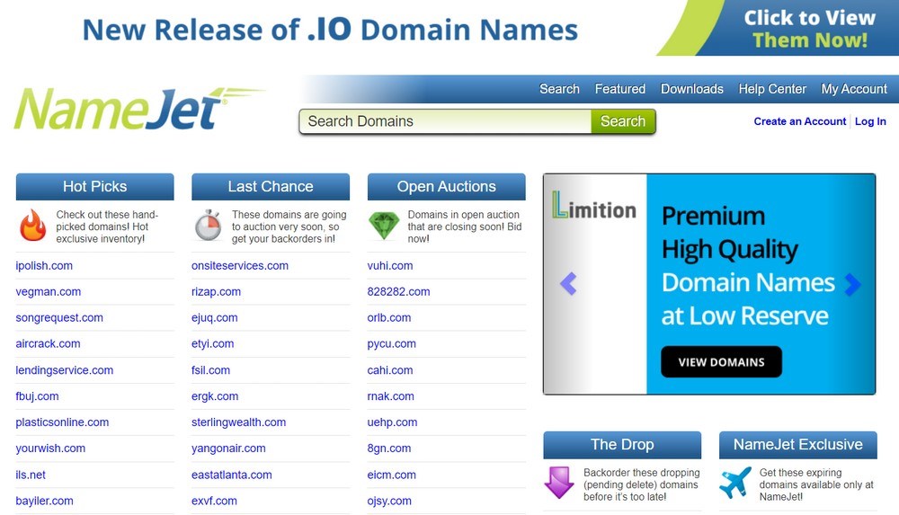 namejet homepage