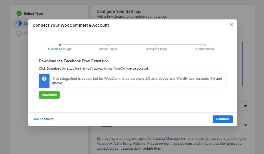 Download facebook pixel extension for WooCommerce