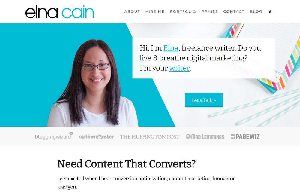 Elna Cain demo site for portfolio