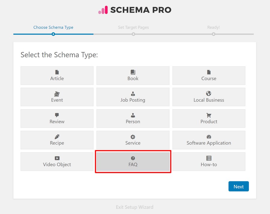 choose FAQ schema type