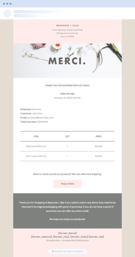 email receipt