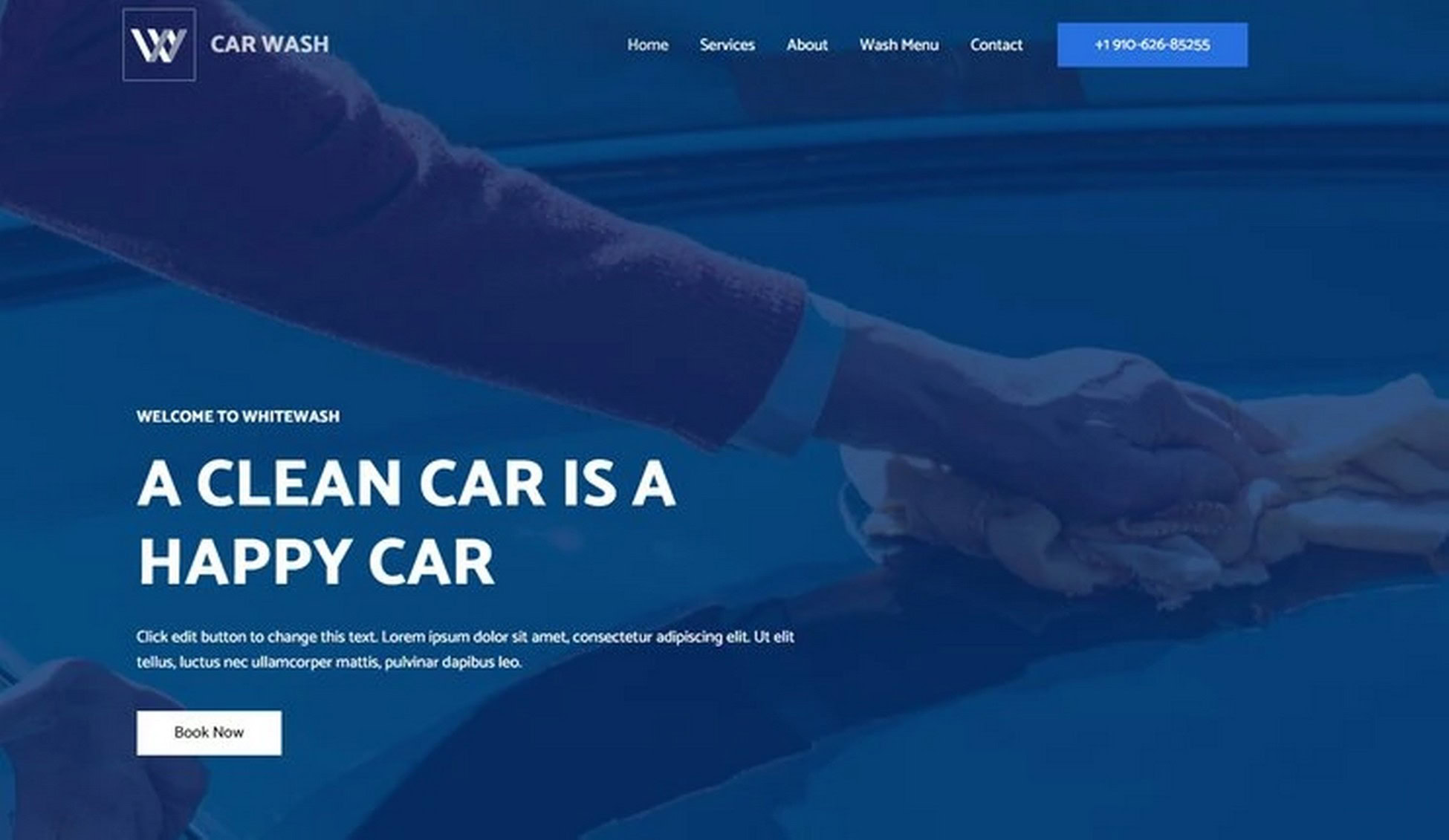 full-screen car wash template with parallax effect