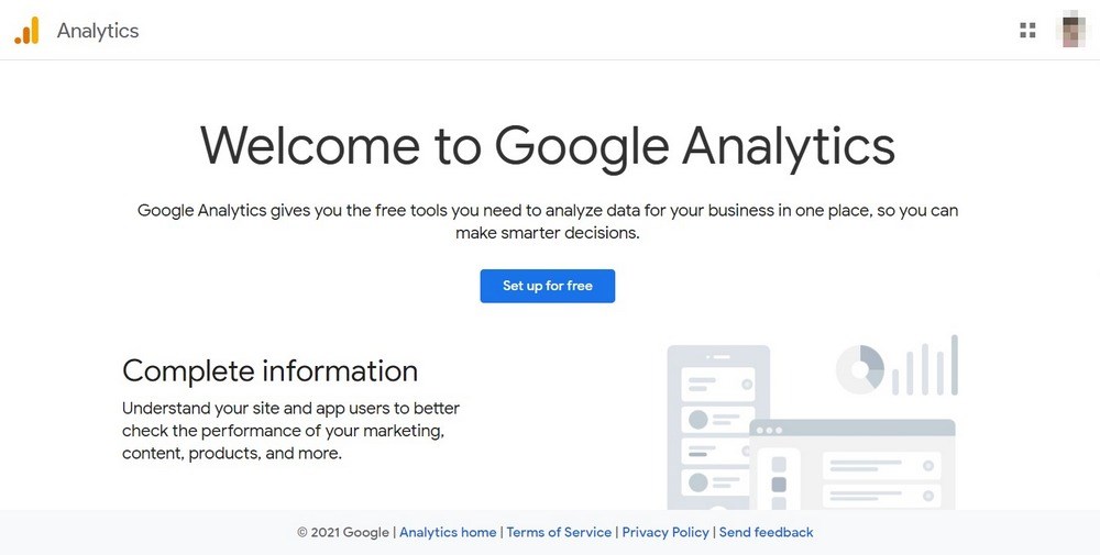 Google Analytics homepage