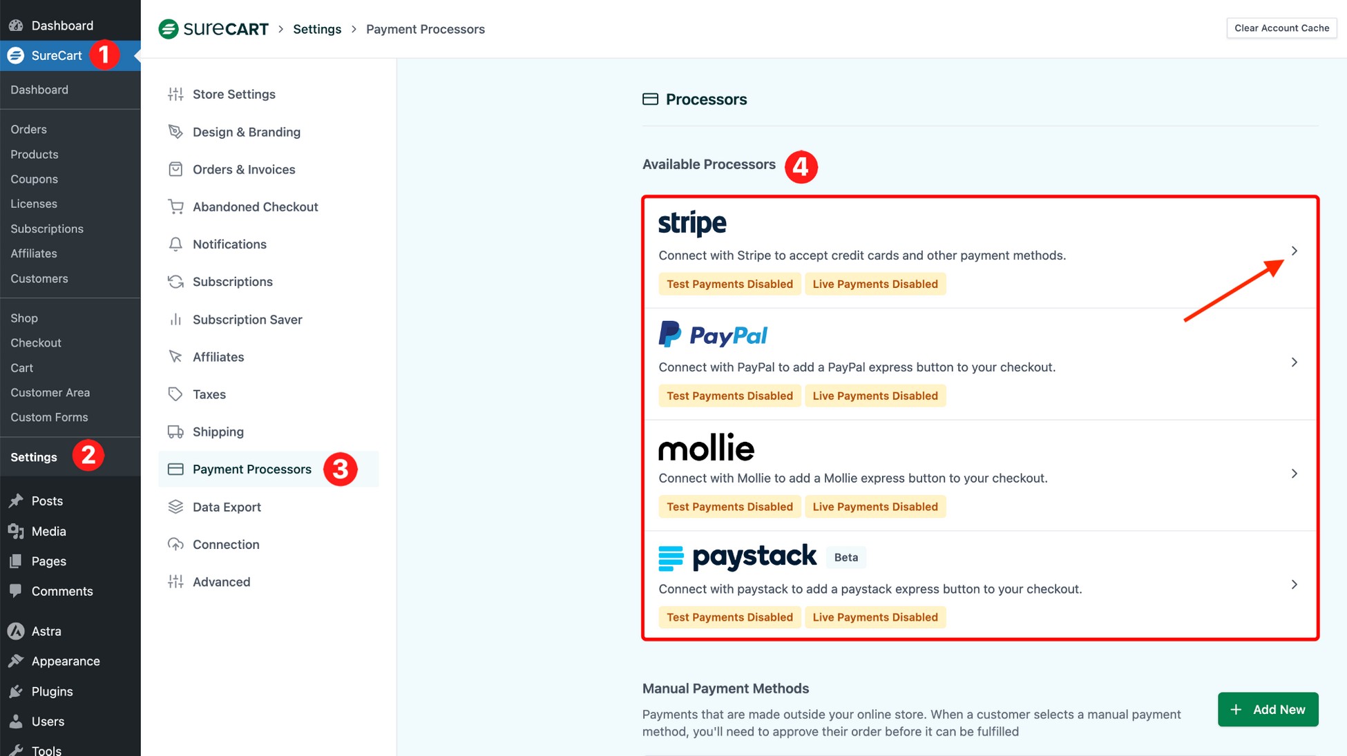 access surecart payment processor