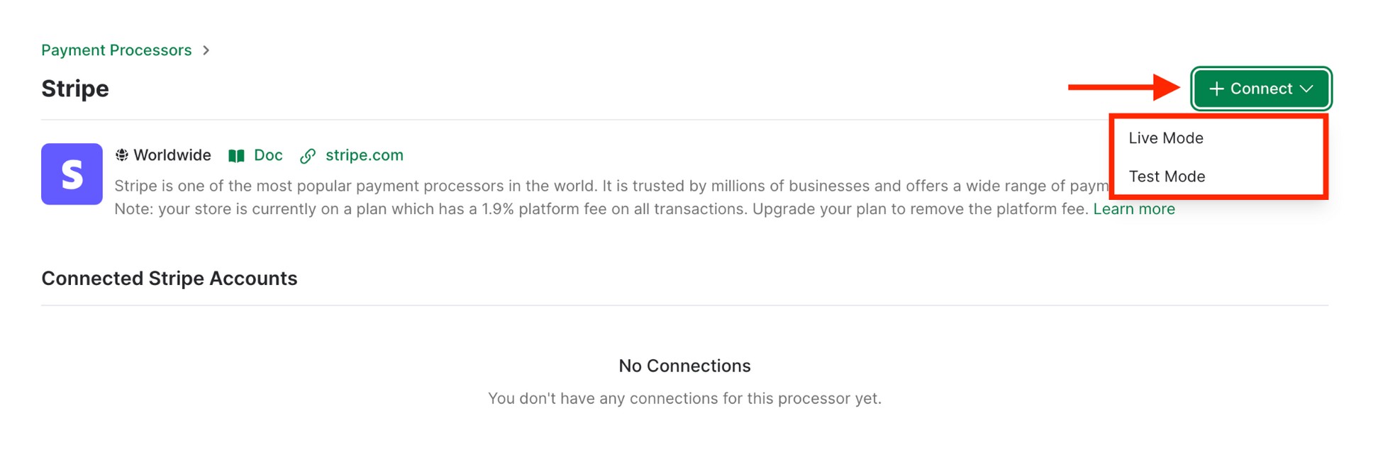 stripe test and live modes