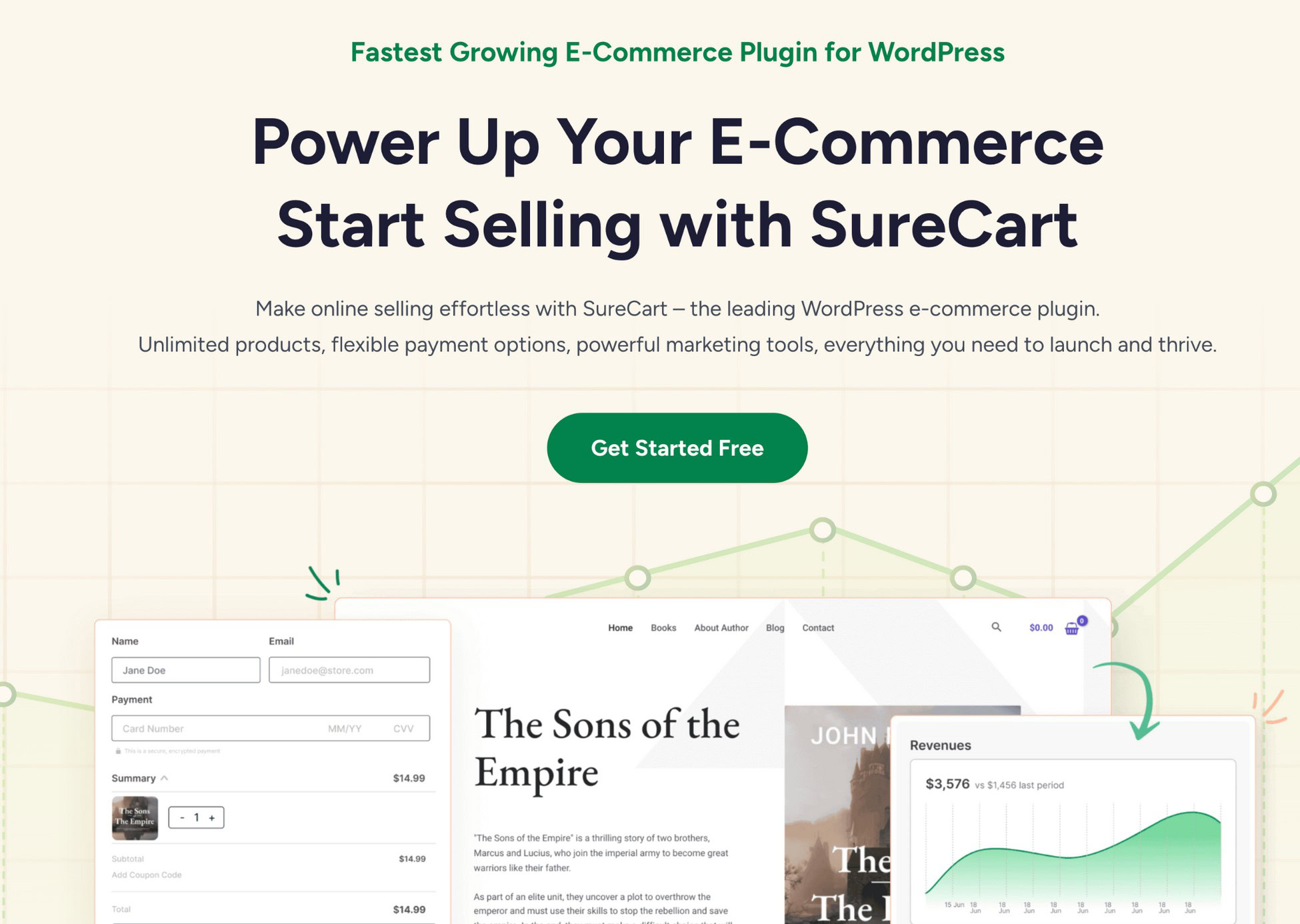 surecart ecommerce plugin homepage