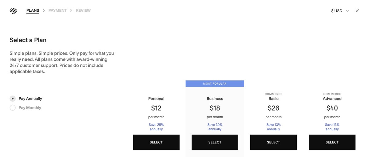 Squarespace billing