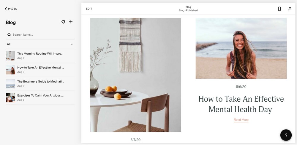 Squarespace blogging