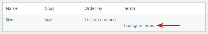 WooCommerce product attributes configure terms