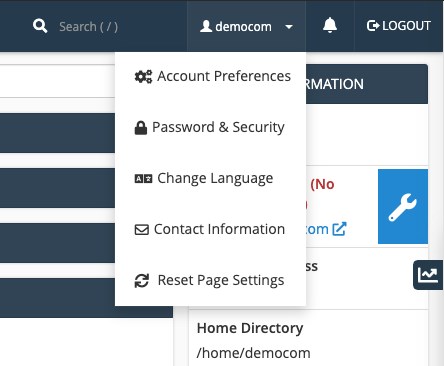 cPanel settings