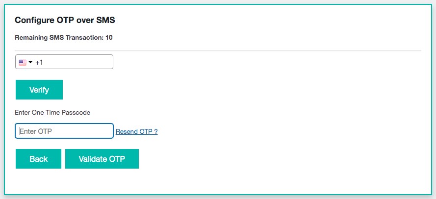 configure OTP over the SMS