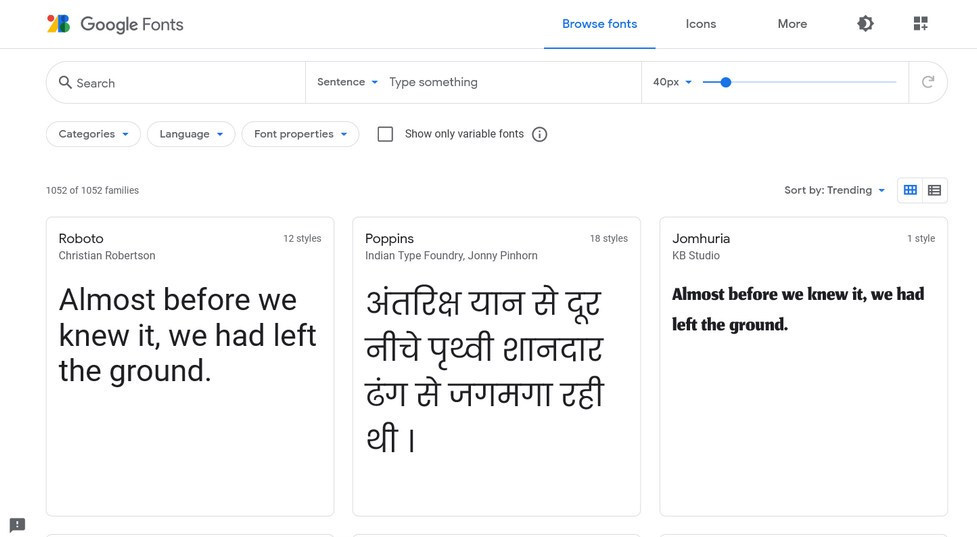 Google Fonts site