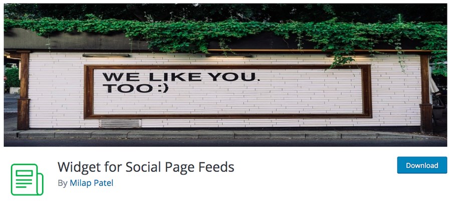 Widget for social page feeds WordPress plugin