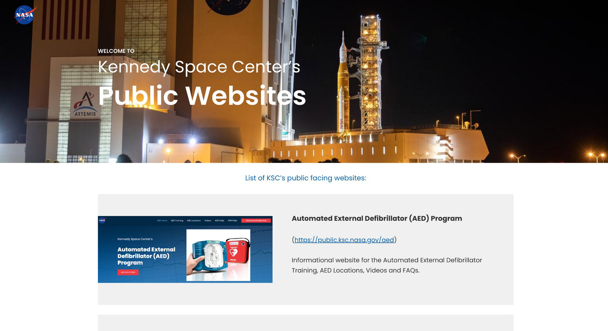 nasa's kennedy space station site homepage