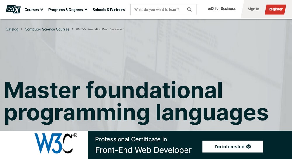 w3c web developer course