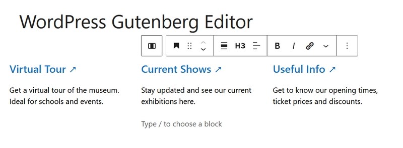 Editing blocks in columns