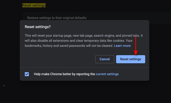 chrome reset settings 2