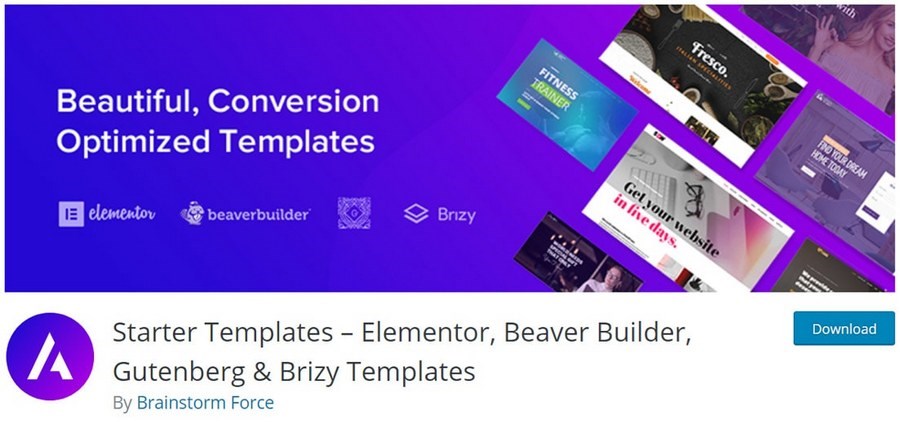 Starter templates WordPress plugin