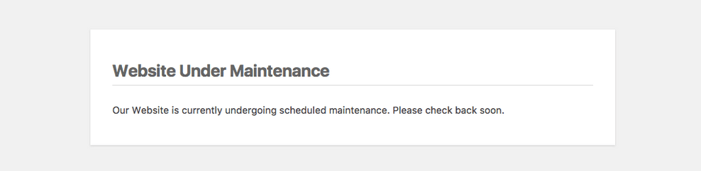 Website under maintenance notification