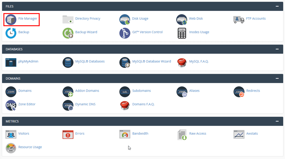 cPanel file manager